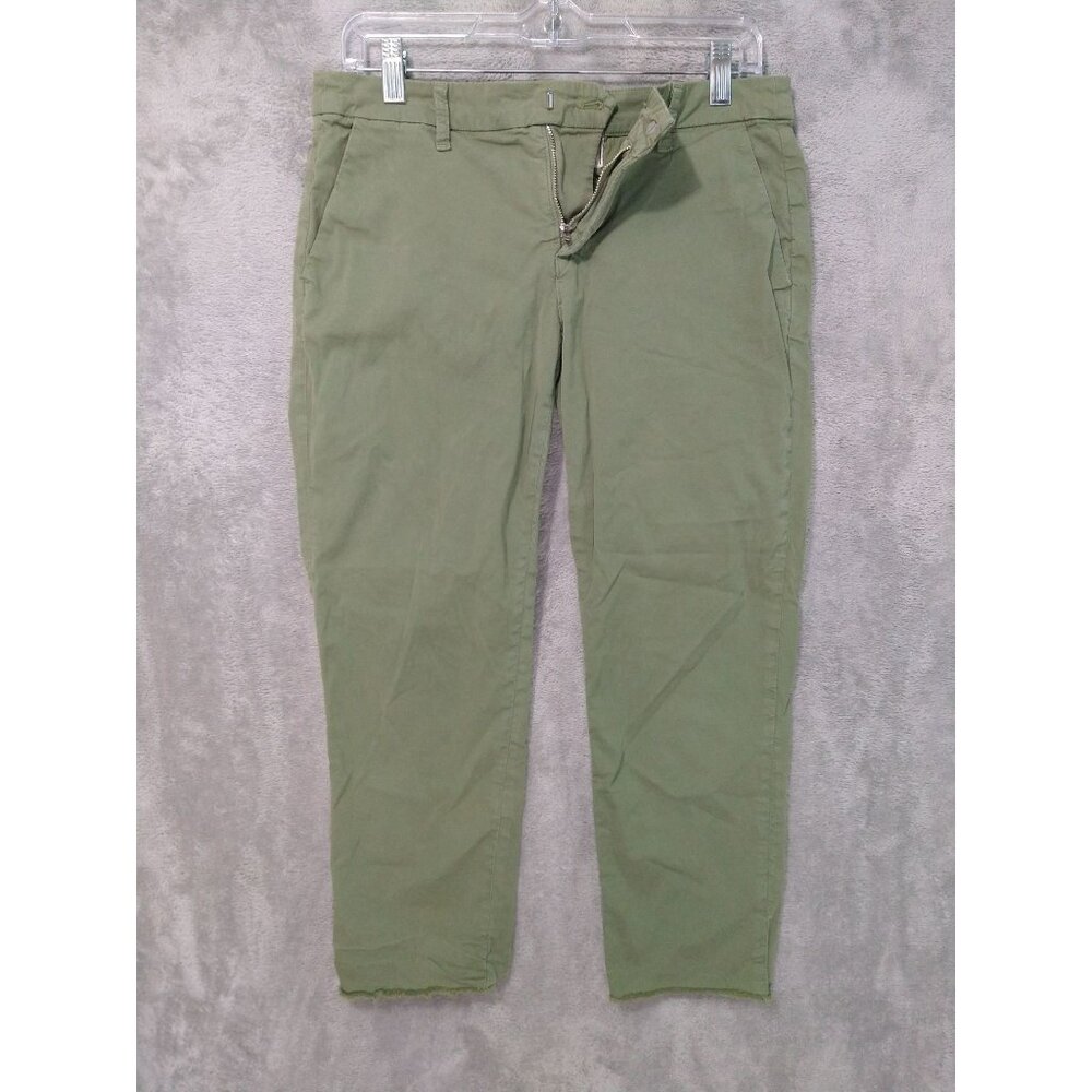 Frank Eileen Pants Womens 4 Green Wicklow Italian Chino Twill Raw Hem Cotton